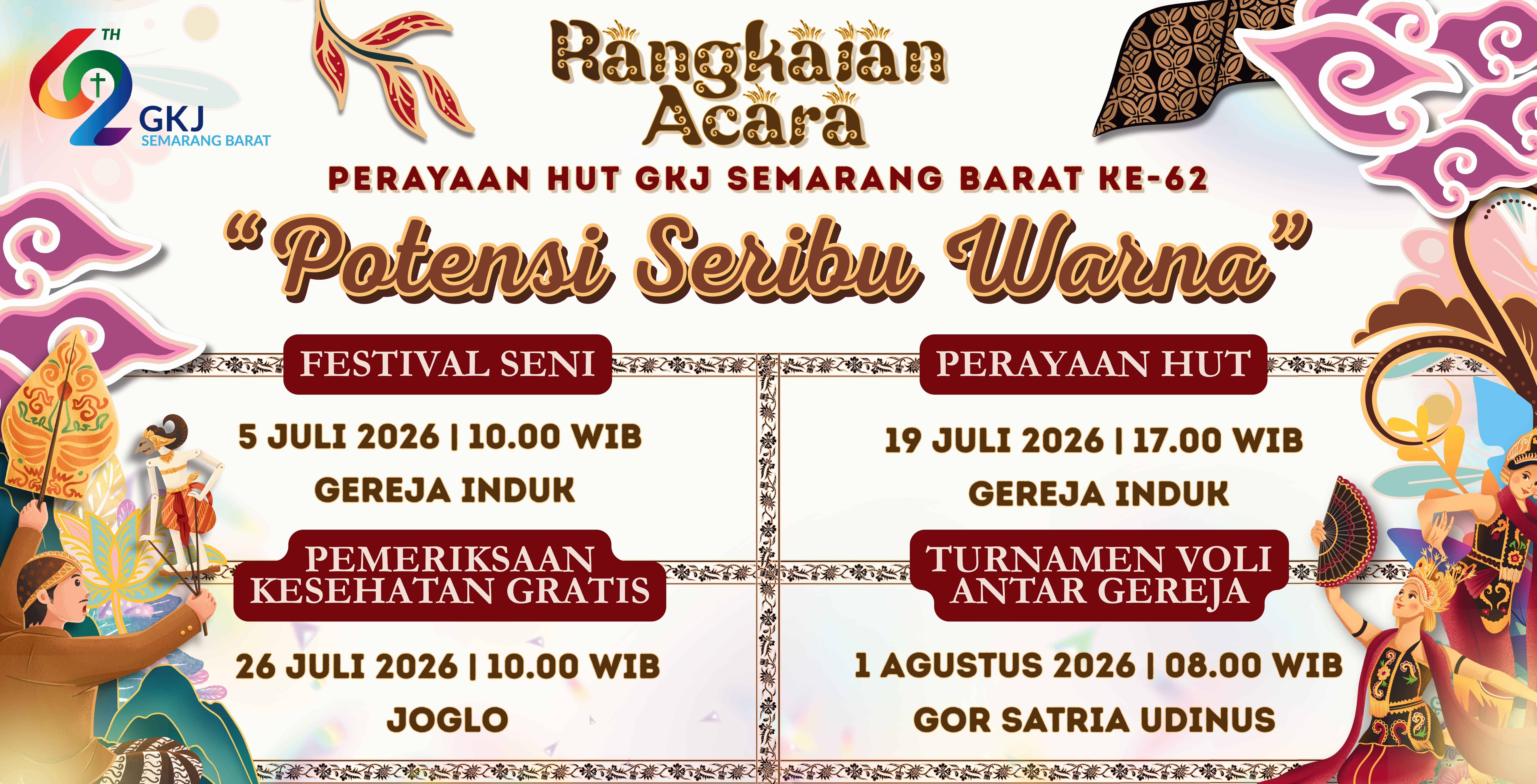 RANGKAIAN KEGIATAN HUT-62 GKJ SEMARANG BARAT